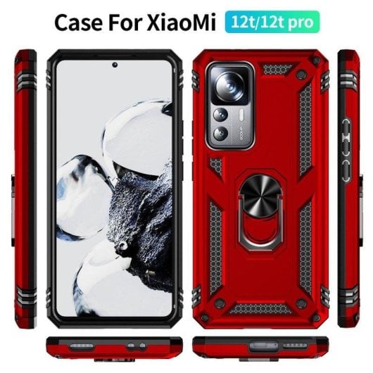 Funda para móvel Max Power Digital Magnética Anel Giratório Silicone Policarbonato Preto para Xiaomi Mi 12T/12T Pro 5G