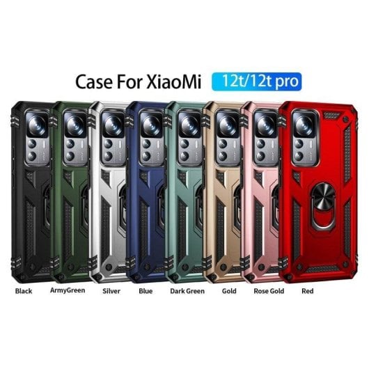 Funda para móvel Max Power Digital Magnética Anel Giratório Silicone Policarbonato Preto para Xiaomi Mi 12T/12T Pro 5G