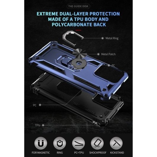 Funda para móvil Max Power Digital Magnética Anillo 360 Silicona Policarbonato Negra para Xiaomi Redmi Note 12 5G