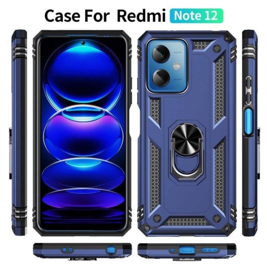 Funda para móvil Max Power Digital Magnética Anillo 360 Silicona Policarbonato Negra para Xiaomi Redmi Note 12 5G