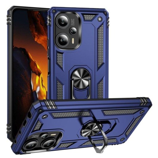 Custodia per smartphone Max Power Digital Anello Magnetico Silicone Policarbonato Nera con supporto per Xiaomi Poco F5 5G