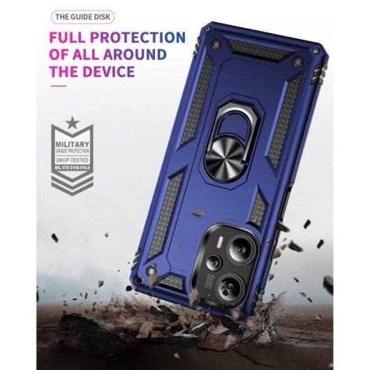 Custodia per smartphone Max Power Digital Anello Magnetico Silicone Policarbonato Nera con supporto per Xiaomi Poco F5 5G