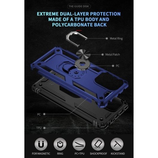 Custodia per smartphone Max Power Digital Anello Magnetico Silicone Policarbonato Nera con supporto per Xiaomi Poco F5 5G