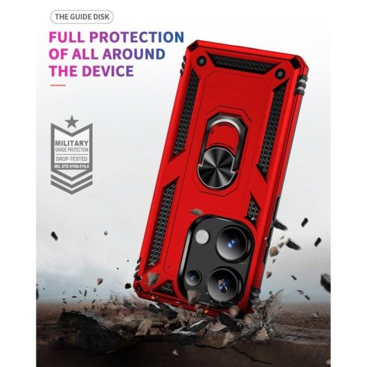 Funda para móvil Max Power Digital Anillo Giratorio Silicona Policarbonato Negra Protección 360 para Xiaomi Redmi Note 1