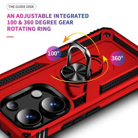 Funda para móvil Max Power Digital Anillo Giratorio Silicona Policarbonato Negra Protección 360 para Xiaomi Redmi Note 1