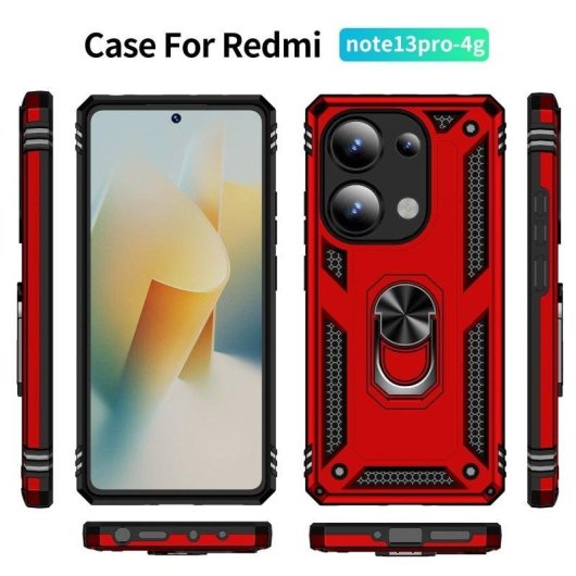 Funda para móvil Max Power Digital Anillo Giratorio Silicona Policarbonato Negra Protección 360 para Xiaomi Redmi Note 1