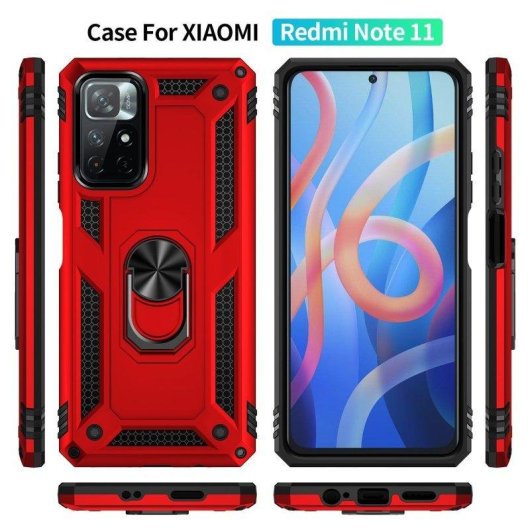 Funda per smartphone Max Power Digital Anello Magnetico Silicone Policarbonato Nero per Redmi Note 11/11S