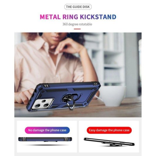 Funda para móvil Max Power Digital Silicona Policarbonato Anillo Giratorio Negra Antideslizante para Xiaomi Redmi Note 1