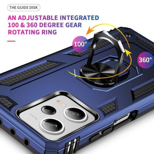 Funda para móvil Max Power Digital Silicona Policarbonato Anillo Giratorio Negra Antideslizante para Xiaomi Redmi Note 1