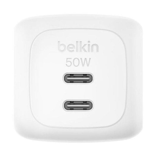 Chargeur Belkin WCH019kqWH GaN 50 W Blanc 2 Ports USB-C Charge Rapide