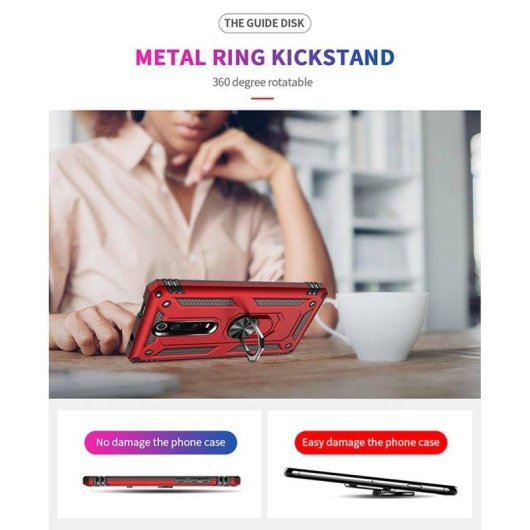 Funda para móvil Max Power Digital Anillo Giratorio Silicona Policarbonato Roja protección 360° para Xiaomi Mi 9T y Mi 9T Pro