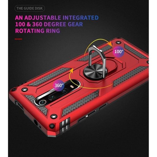 Funda para móvil Max Power Digital Anillo Giratorio Silicona Policarbonato Roja protección 360° para Xiaomi Mi 9T y Mi 9T Pro