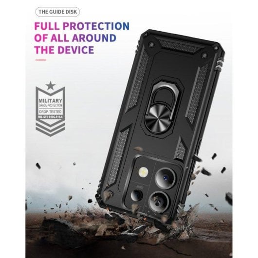Funda para móvil Max Power Digital Anillo Giratorio Silicona y Policarbonato Negra Antideslizante para Xiaomi Redmi Note