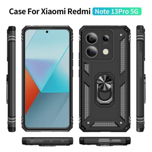Funda para móvil Max Power Digital Anillo Giratorio Silicona y Policarbonato Negra Antideslizante para Xiaomi Redmi Note