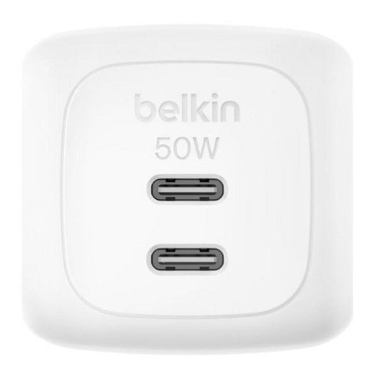 Cargador Belkin WCH019KQ1MWH-B6 GaN 50 W Blanco 2x USB-C con cable 1 m