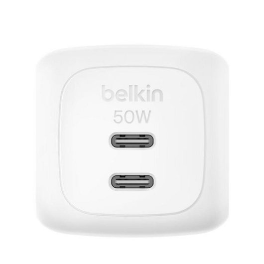 Cargador Belkin WCH019KQ1MWH-B6 GaN 50 W Blanco 2x USB-C con cable 1 m