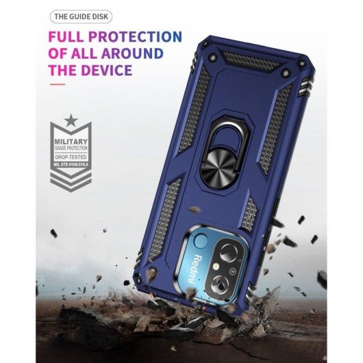 Funda para móvil Max Power Digital Anillo Giratorio Silicona Policarbonato Negra Protección 360 para Xiaomi Redmi 12C