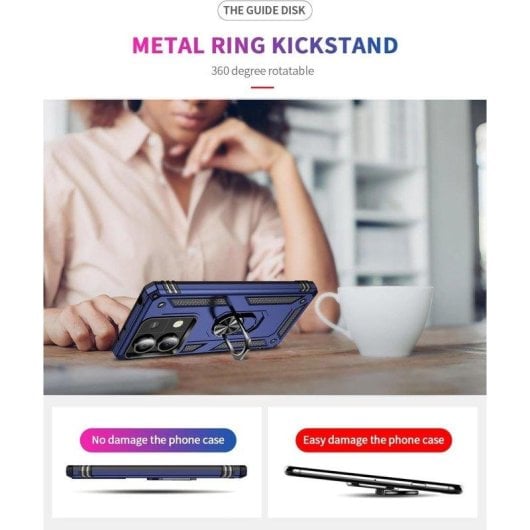 Funda para móvil Max Power Digital Anillo Giratorio Silicona Policarbonato Negro Antideslizante para Xiaomi Redmi Note 1