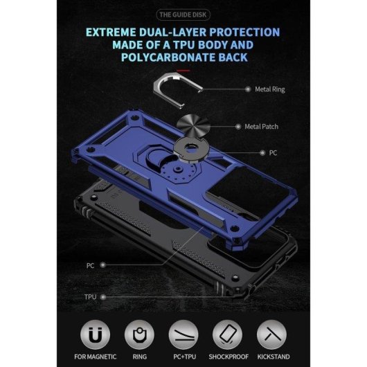 Funda para móvil Max Power Digital Anillo Giratorio Silicona Policarbonato Negro Antideslizante para Xiaomi Redmi Note 1