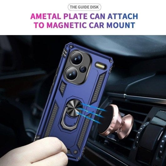 Funda para móvil Max Power Digital Anillo Giratorio Silicona Policarbonato Negra Protección 360 para Xiaomi Redmi Note 1