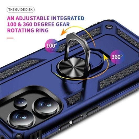 Funda para móvil Max Power Digital Anillo Giratorio Silicona Policarbonato Negra Protección 360 para Xiaomi Redmi Note 1