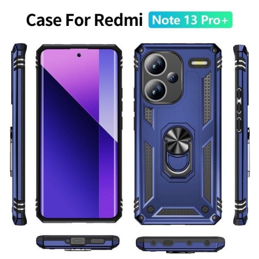 Funda para móvil Max Power Digital Anillo Giratorio Silicona Policarbonato Negra Protección 360 para Xiaomi Redmi Note 1