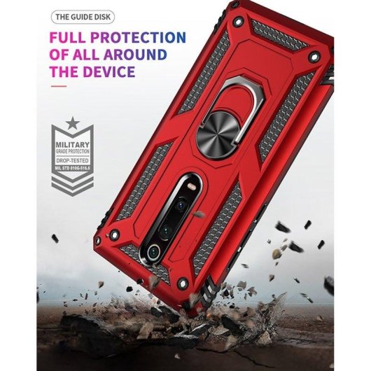 Funda para móvil Max Power Digital Anillo Giratorio Silicona Policarbonato Negra Protección 360° para Xiaomi Mi 9T y Mi 9T Pro