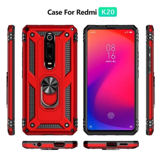 Funda para móvil Max Power Digital Anillo Giratorio Silicona Policarbonato Negra Protección 360° para Xiaomi Mi 9T y Mi 9T Pro