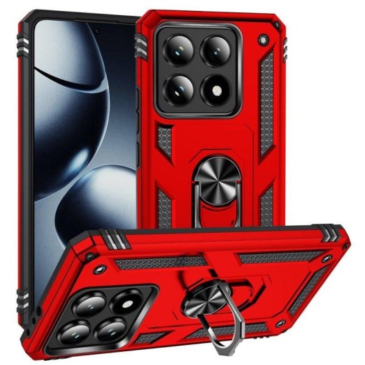 Funda para móvil Max Power Digital Anillo Giratorio Silicona Policarbonato Antideslizante Negra para Xiaomi 14T 5G