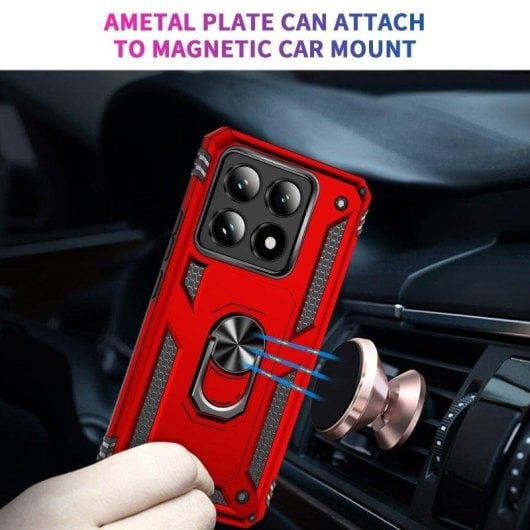 Funda para móvil Max Power Digital Anillo Giratorio Silicona Policarbonato Antideslizante Negra para Xiaomi 14T 5G