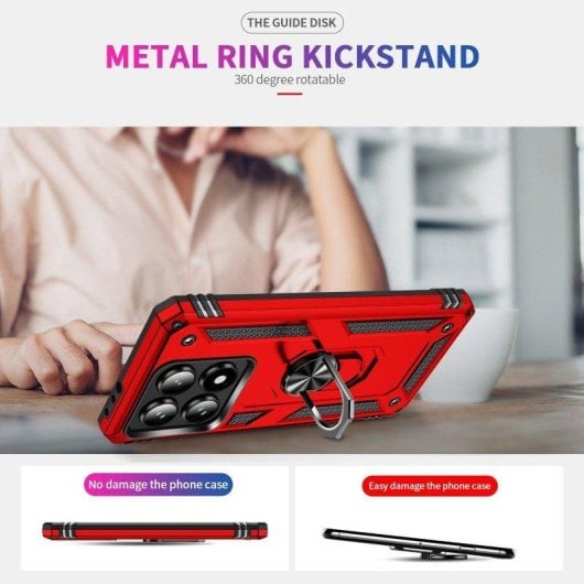 Funda para móvil Max Power Digital Anillo Giratorio Silicona Policarbonato Antideslizante Negra para Xiaomi 14T 5G