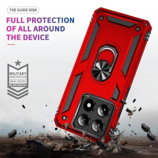 Funda para móvil Max Power Digital Anillo Giratorio Silicona Policarbonato Antideslizante Negra para Xiaomi 14T 5G