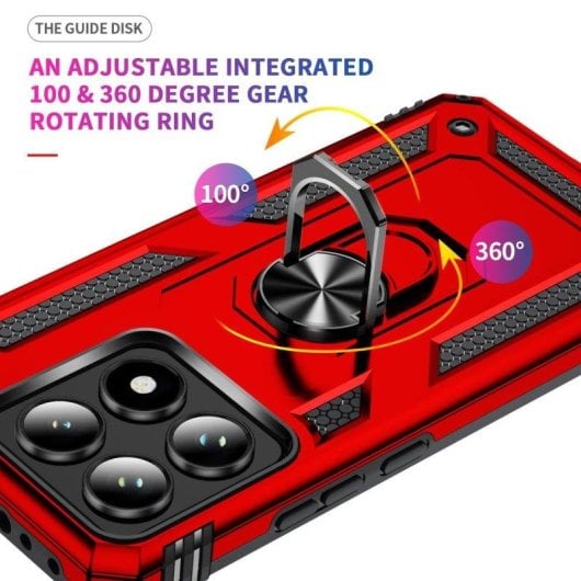 Funda para móvil Max Power Digital Anillo Giratorio Silicona Policarbonato Antideslizante Negra para Xiaomi 14T 5G