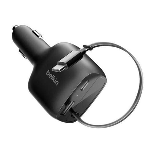 Kfz-Ladegerät Belkin BoostCharge CCC001HQBK 75 W USB-C Retractable USB-A