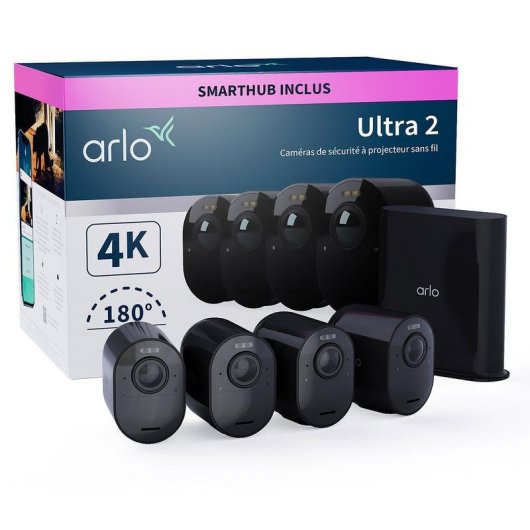 Cámara IP Arlo Ultra 2 4K Interior y Exterior Visión Nocturna Audio Bidireccional Control por Voz Ángulo ultra amplio
