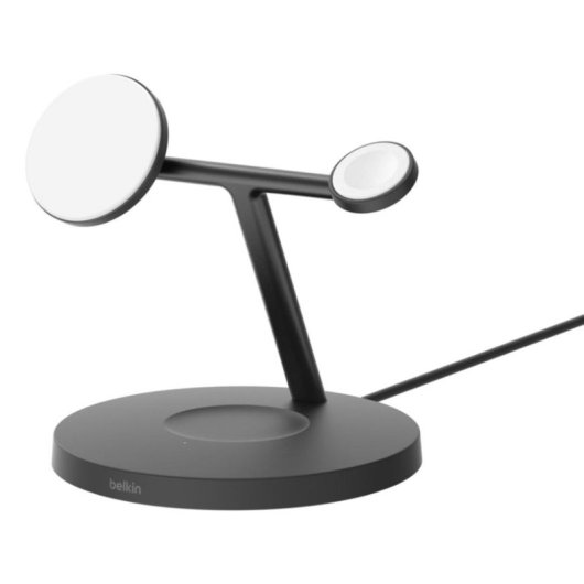 Cargador Belkin BoostCharge Pro Qi2 3 en 1 carga rápida MagSafe 15W negro
