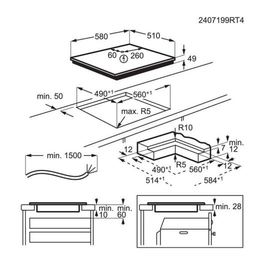 Placa de inducción AEG TN63IV00CT SaphirMatt 60 cm 3 zonas PowerBoost Hob2Hood