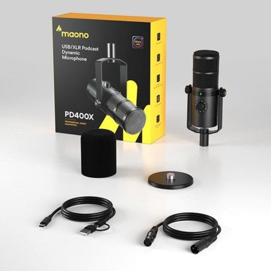 Microfone Maono PD400X USB/XLR dinâmico cardioide com filtro pop integrado