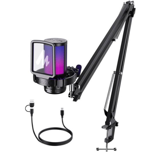 Microfone Maono DGM20S USB condensador cardioide com iluminação RGB