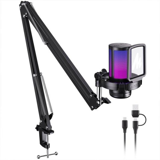 Microfone Maono DGM20S USB condensador cardioide com iluminação RGB