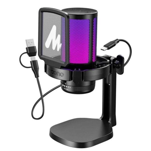 Micrófono Maono DGM20 USB cardioide con iluminación RGB personalizable