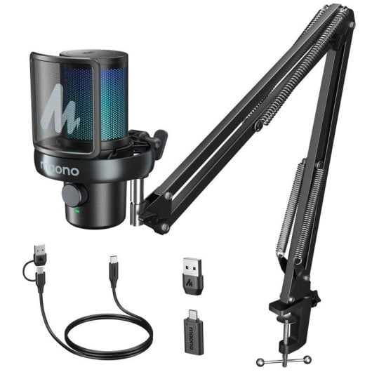 Microfono Maono DM40 Pro S USB wireless condensatore RGB con braccio