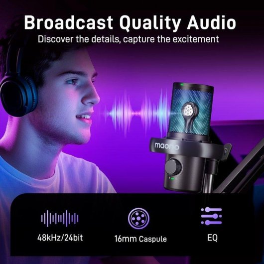 Microfono Maono DM40 Pro S USB wireless condensatore RGB con braccio