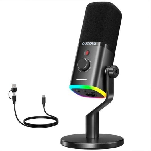 Microfone Maono PD100X USB/XLR cardioide com iluminação RGB personalizável
