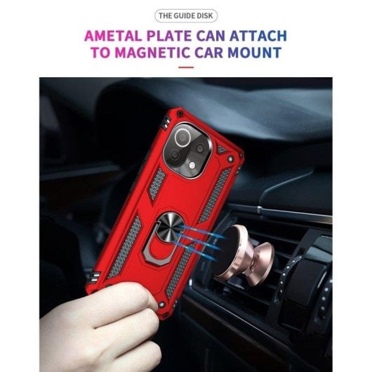 Funda para móvil Max Power Digital Anillo Giratorio Silicona Policarbonato Negra Protección 360 para Xiaomi Mi 11 Lite