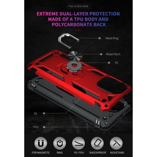 Funda para móvil Max Power Digital Anillo Giratorio Silicona Policarbonato Negra Protección 360 para Xiaomi Mi 11 Lite