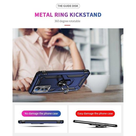 Funda para móvil Max Power Digital Anillo Giratorio Silicona Policarbonato Antideslizante Negra para Xiaomi Mi 12 Lite