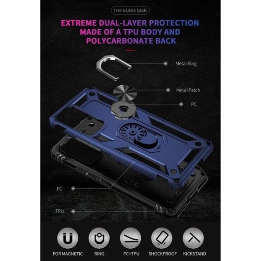 Funda para móvil Max Power Digital Anillo Giratorio Silicona Policarbonato Antideslizante Negra para Xiaomi Mi 12 Lite