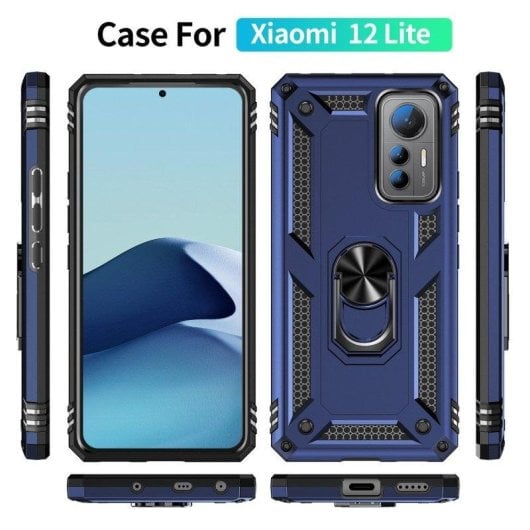 Funda para móvil Max Power Digital Anillo Giratorio Silicona Policarbonato Antideslizante Negra para Xiaomi Mi 12 Lite