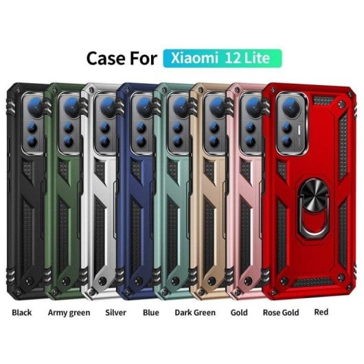 Funda para móvil Max Power Digital Anillo Giratorio Silicona Policarbonato Antideslizante Negra para Xiaomi Mi 12 Lite